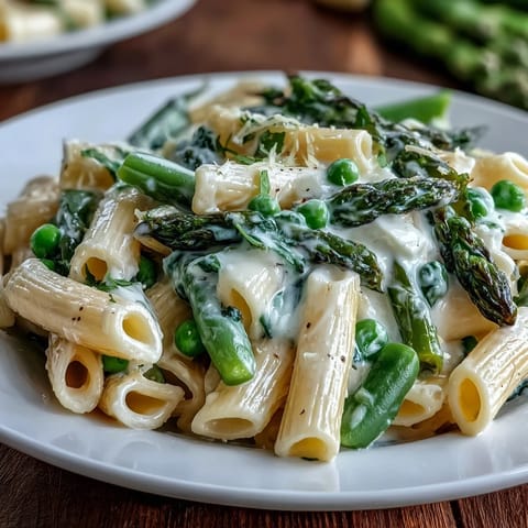 Garlic Parmesan Spring Vegetable Pasta