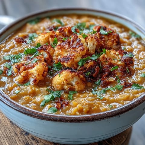 Aromatic dhal and vibrant cauliflower, a warming Indian-inspired vegetarian delight.