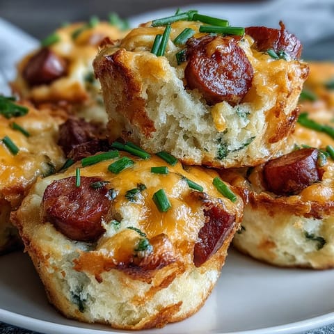 Golden mini corn dog muffins with juicy hot dog surprises, perfect for parties.