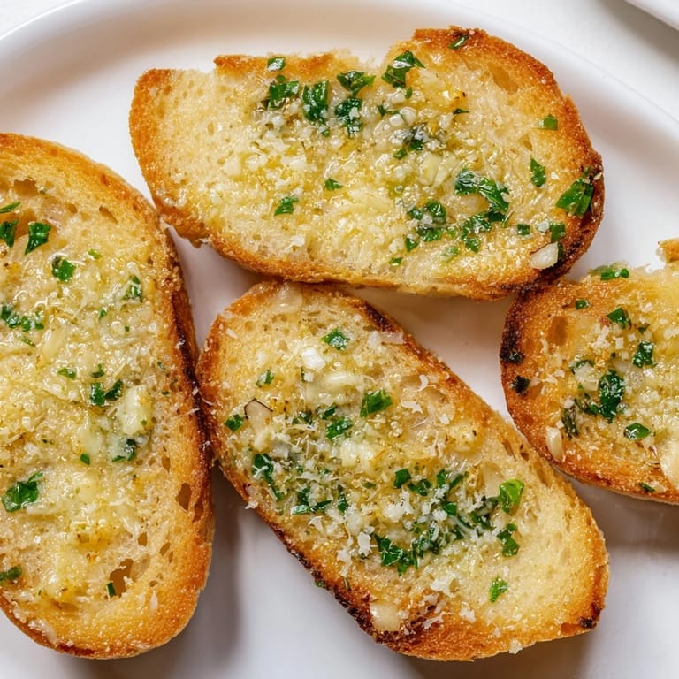Perfectly toasted Garlic Bread served warm, ideal alongside a bowl of steaming spaghetti or marinara sauce.