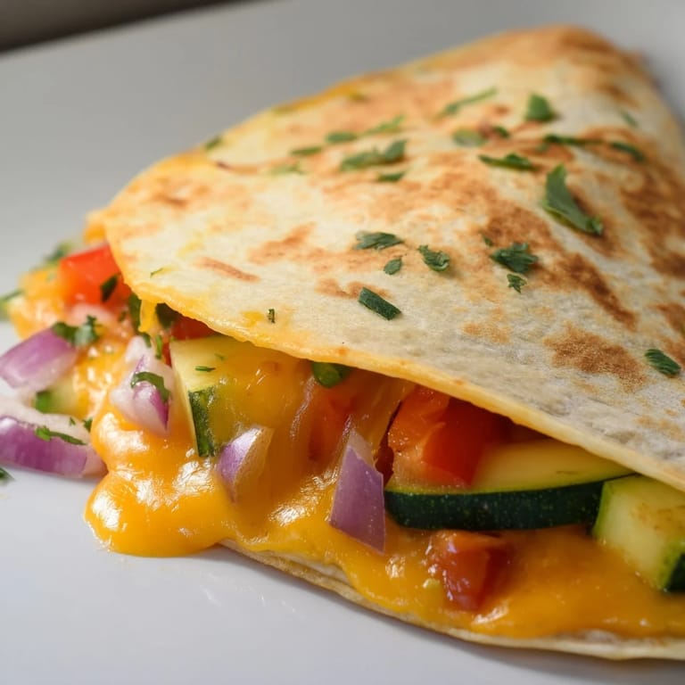 Freshly made Quesadillas cut into wedges, served with guacamole and salsa.