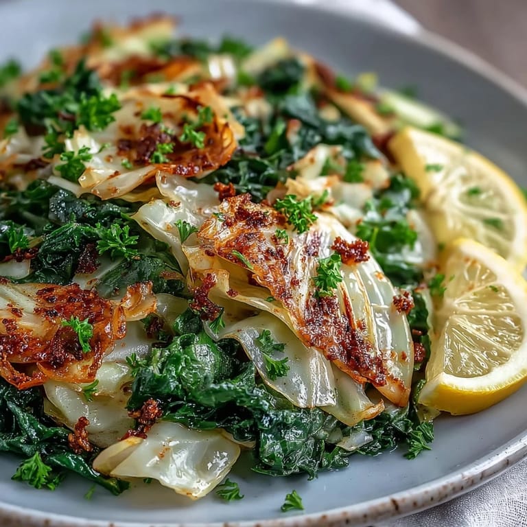 Colorful skillet of sautéed cabbage with garlic and Mediterranean spices, seasoned with paprika and cumin, ready to enjoy.
