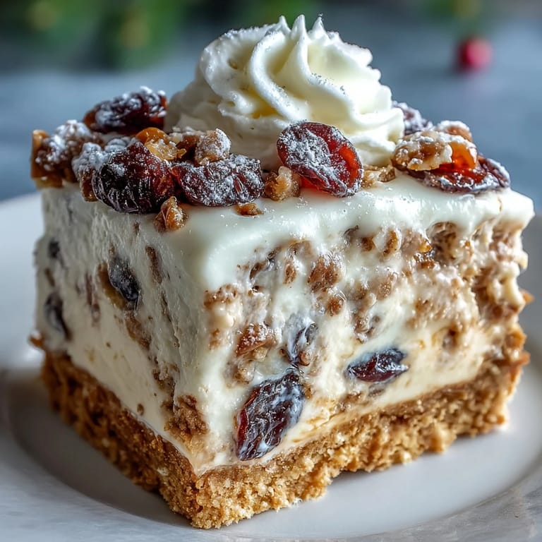 Creamy Christmas Cheesecake Slab squares served on a holiday dessert table for a celebration.