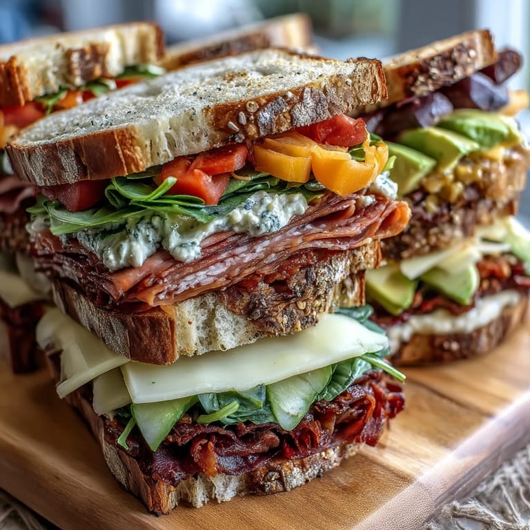 Build-your-own sandwich board featuring smoked turkey, roast beef, cheddar, and fresh toppings for easy entertaining.  