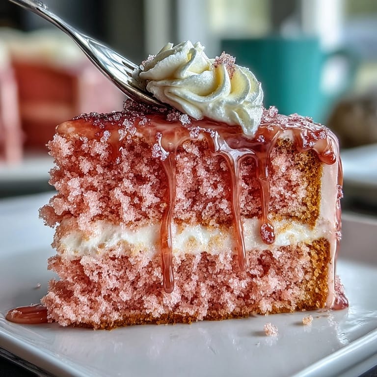 Dazzling pink Rosé Velvet Cake with creamy frosting and shimmering gold.