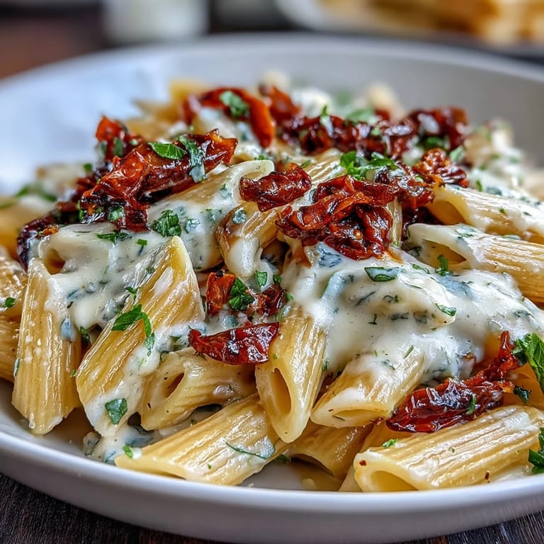 Velvety Marry Me Pasta dish with fragrant garlic and fresh basil garnish.