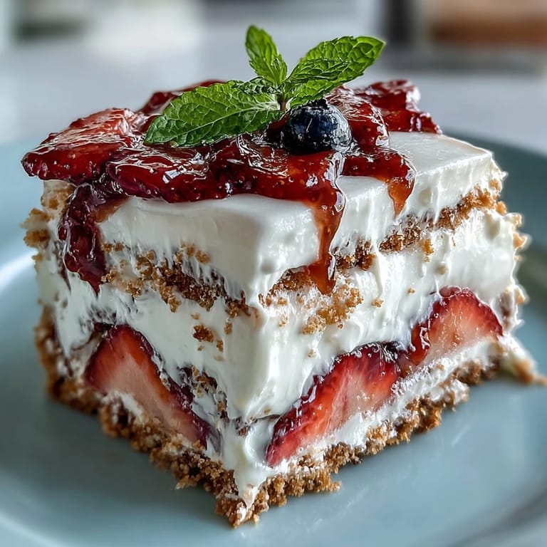 Easy Memorial Day no-bake icebox cake perfectly chilled for a summer celebration.
