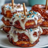 Graduation Party Donut Tower with Sprinkles: a colorful, drizzled stacked dessert!